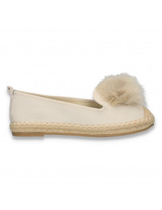 Espadrile din material textil, cu blanita, bej - W339