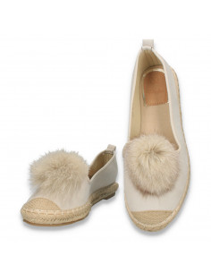 Espadrile din material textil, cu blanita, bej - W339 2