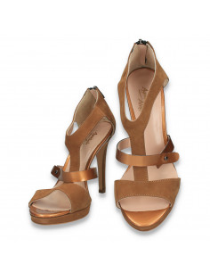 Sandale elegante, din piele, pentru femei, bronz - W342 2