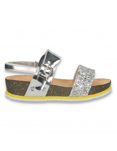 Sandale argintii pentru fete, cu glitter - W380