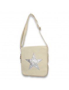 Poseta postas, din canvas, pentru tineret, bej - M244