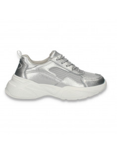 Pantofi sport dama, din piele si textil, cu talpa groasa, bleumarin - W547