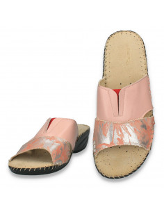 Saboti comozi, Natur Soft, din piele naturala, roz-argintiu - W568 2