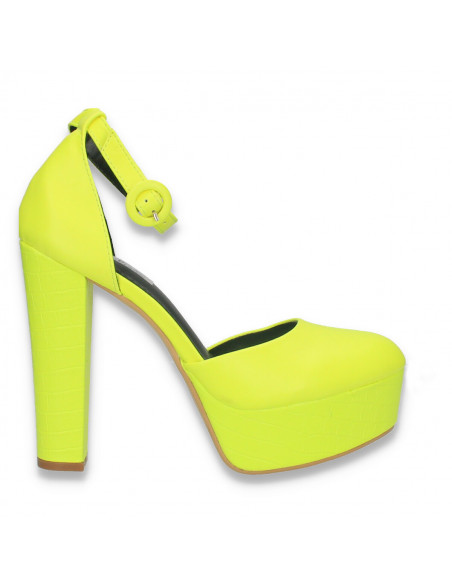 Pantofi femei extravaganti, cu toc inalt, verde neon - W573