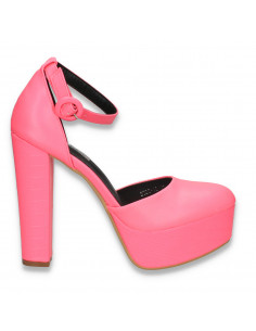 Pantofi femei extravaganti, cu toc inalt, roz neon - W574