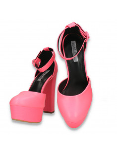 Pantofi femei extravaganti, cu toc inalt, roz neon - W574 2