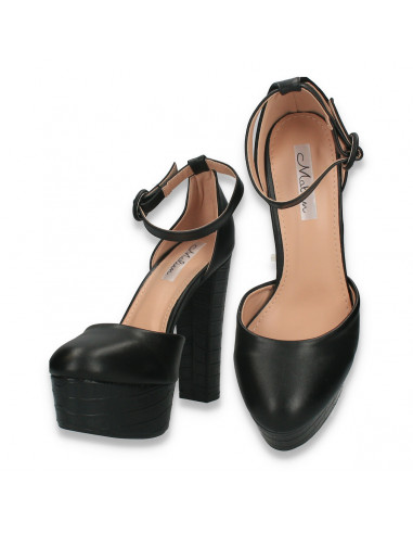 Pantofi femei extravaganti, cu toc inalt, negri - W575