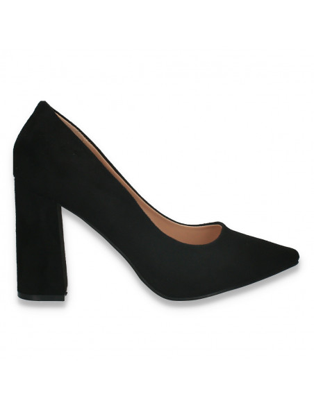 Pantofi eleganti, cu toc gros, negri - W584