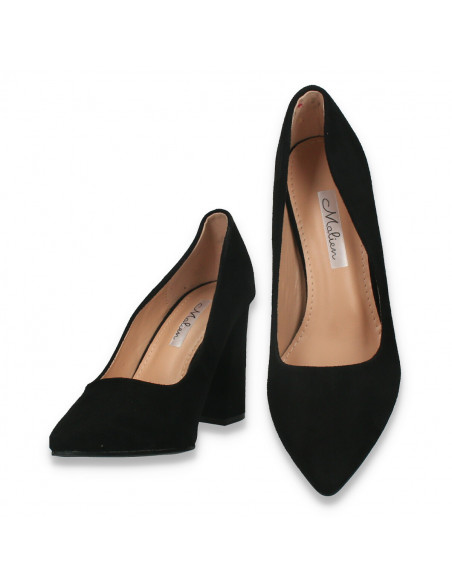 Pantofi eleganti, cu toc gros, negri - W584