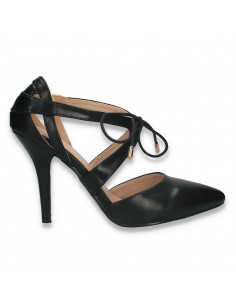 Pantofi eleganti, cu siret si toc stiletto, negri - W590