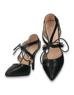 Pantofi eleganti, cu siret si toc stiletto, negri - W590 2