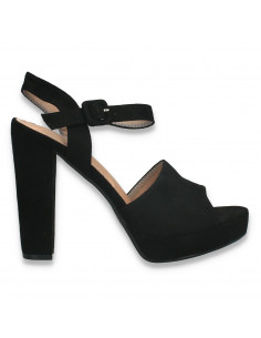 Sandale elegante, cu toc gros, negre - W595