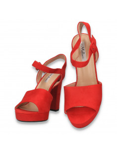 Sandale elegante, cu toc gros, rosii - W596 2