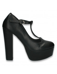Pantofi femei, cu platforma si toc inalt, negri - W637