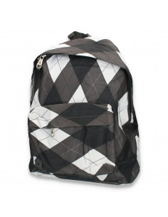 Rucsac cu imprimeu romb, gri - M267