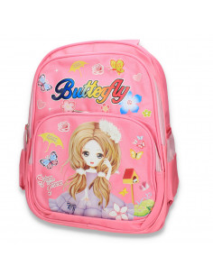 Rucsac fete, cu imprimeu, Butterfly, roz - M293