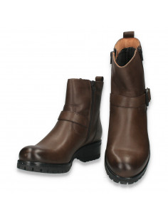 Ghete stil moto, pentru dama, din piele, maro - W699 2