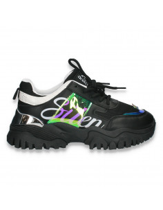 Pantofi sport-casual dama, cu talpa groasa, negru - W758