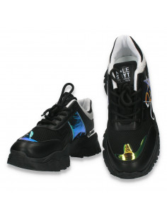 Pantofi sport-casual dama, cu talpa groasa, negru - W758 2