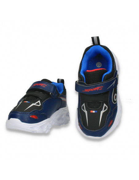Pantofi sport pentru baieti, cu leduri, bleumarin - W774