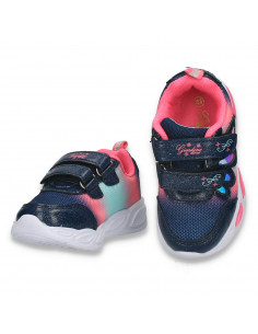 Pantofi sport, cu leduri, pentru fetite, bleumarin-fucsia - W775 2
