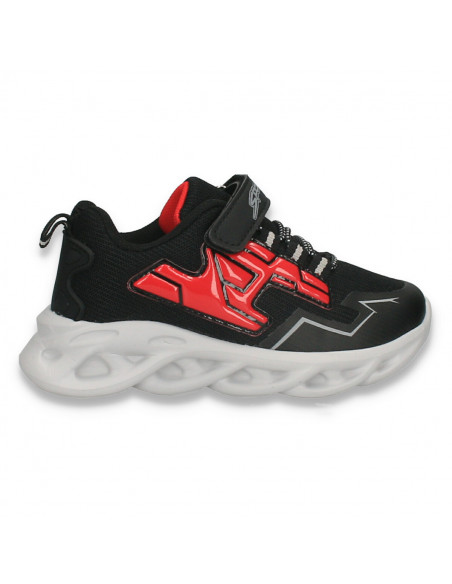 Pantofi sport pentru baieti, negru-rosu - W784