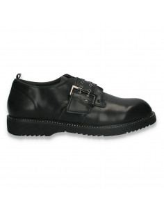 Pantofi casual fete, cu catarama, negri - W849