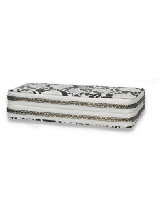 Portmoneu dama, din piele eco, cu snake-print, alb-negru - M418 2