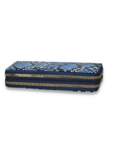 Portmoneu dama, din piele eco, cu snake-print, albastru-negru - M419 2