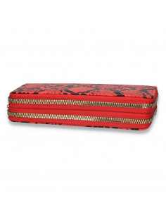 Portmoneu dama, din piele eco, cu snake-print, rosu-negru - M420 2