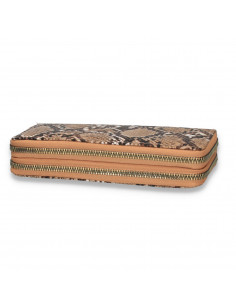 Portmoneu dama, din piele eco, cu snake-print, bej-negru - M421 2