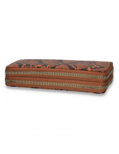 Portmoneu dama, din piele eco, cu snake-print, maro-negru - M423 2