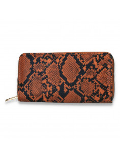Portmoneu dama, din piele eco, cu snake-print, maro-negru - M423