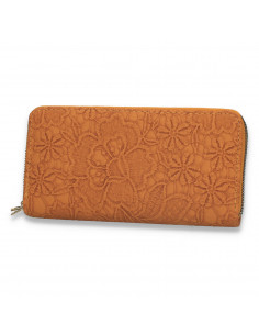 Portmoneu dama, din piele eco, cu imprimeu floral, galben - M425