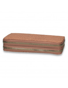 Portmoneu dama, din piele eco, cu imprimeu floral, roz - M430 2