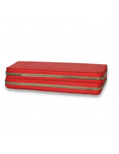 Portmoneu dama, din piele eco, cu imprimeu croco, rosu - M433 2