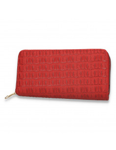 Portmoneu dama, din piele eco, cu imprimeu croco, rosu - M433