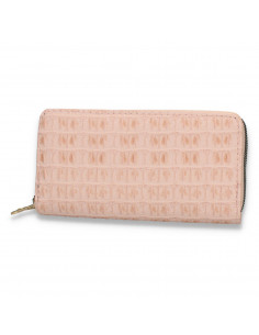 Portmoneu dama, din piele eco, cu imprimeu croco, roz - M434