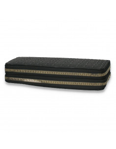 Portmoneu dama, din piele eco, cu imprimeu croco, negru - M438 2