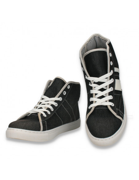 Ghete casual pentru barbati, din material textil, negre - W973