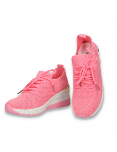 Pantofi tip soseta pentru femei, din material textil, fucsia - W985 2
