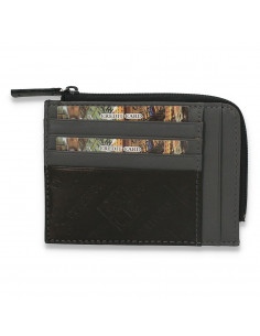 Portmoneu/portcard dama, din piele, gri inchis - M580