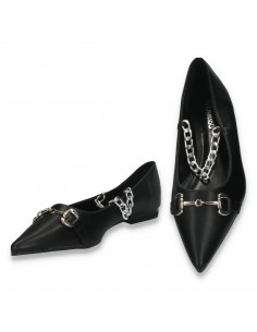 Pantofi dama, cu varf ascutit, negri - W1003 2