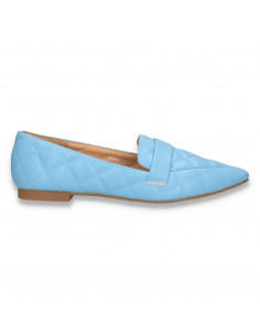 Pantofi dama, cu varf ascutit si imprimeu matlasat, albastru deschis - W1017