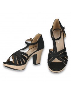 Sandale cu toc gros pentru femei, negre - W1032 2