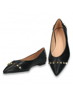 Pantofi dama, cu tinte si varf ascutit, negri - W1034 2