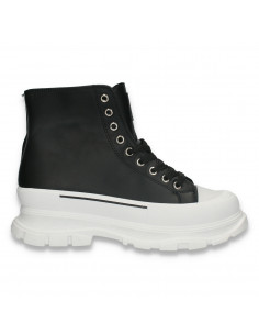 Ghete trendy pentru dama, cu talpa inalta, negre - W1051