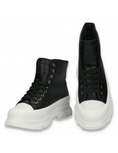 Ghete trendy pentru dama, cu talpa inalta, negre - W1051 2