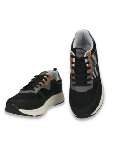 Sneakers casual pentru barbati, din material textil, negri - W1062 2