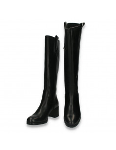 Cizme lungi din piele pentru femei, model clasic, negre - W1156 2